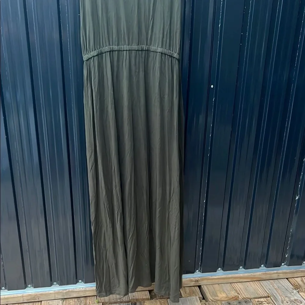 Michael Kors Olive Green Tank Maxi Dress Elastic Waist Plus Size 1X Fall Elegant